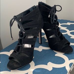 BCBGeneration black suede lace up heels
